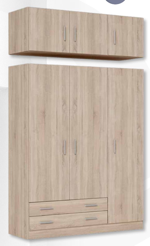 Armario serie Eco 3 puertas y 2 cajones