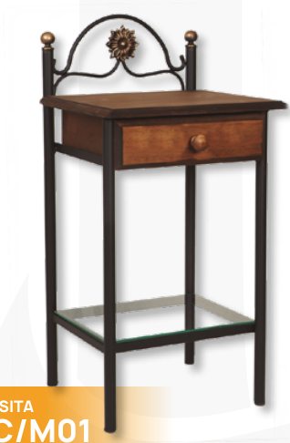Mesita 1 cajón forja/madera M01