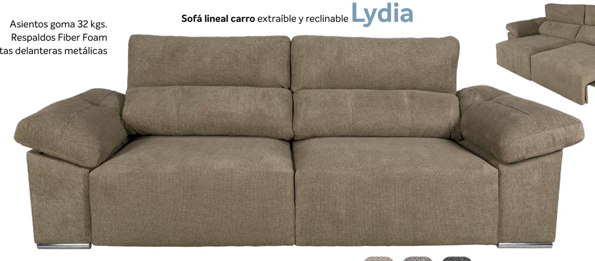 Sofá Lydia lineal con carro