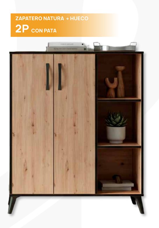 Zapatero 2 puertas + hueco Natura con patas